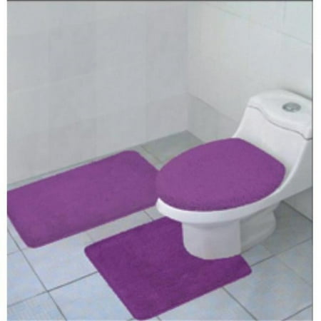 Kashi Home RS024380 18 x 30 In. Hailey 3 Piece Bath Mat - Puple