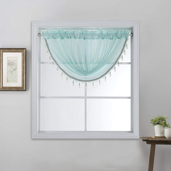 Kashi Home Raleigh Valance Rod Pocket 3D Textured Jacquard 48" x 37" Mint