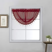 Kashi Home Raleigh Valance Rod Pocket 3D Textured Jacquard 48" x 37" Ruby