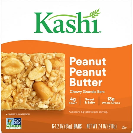 Kashi Peanut Butter Chewy Granola Bars, Ready-to-Eat, Fiber Bars, 6 Count