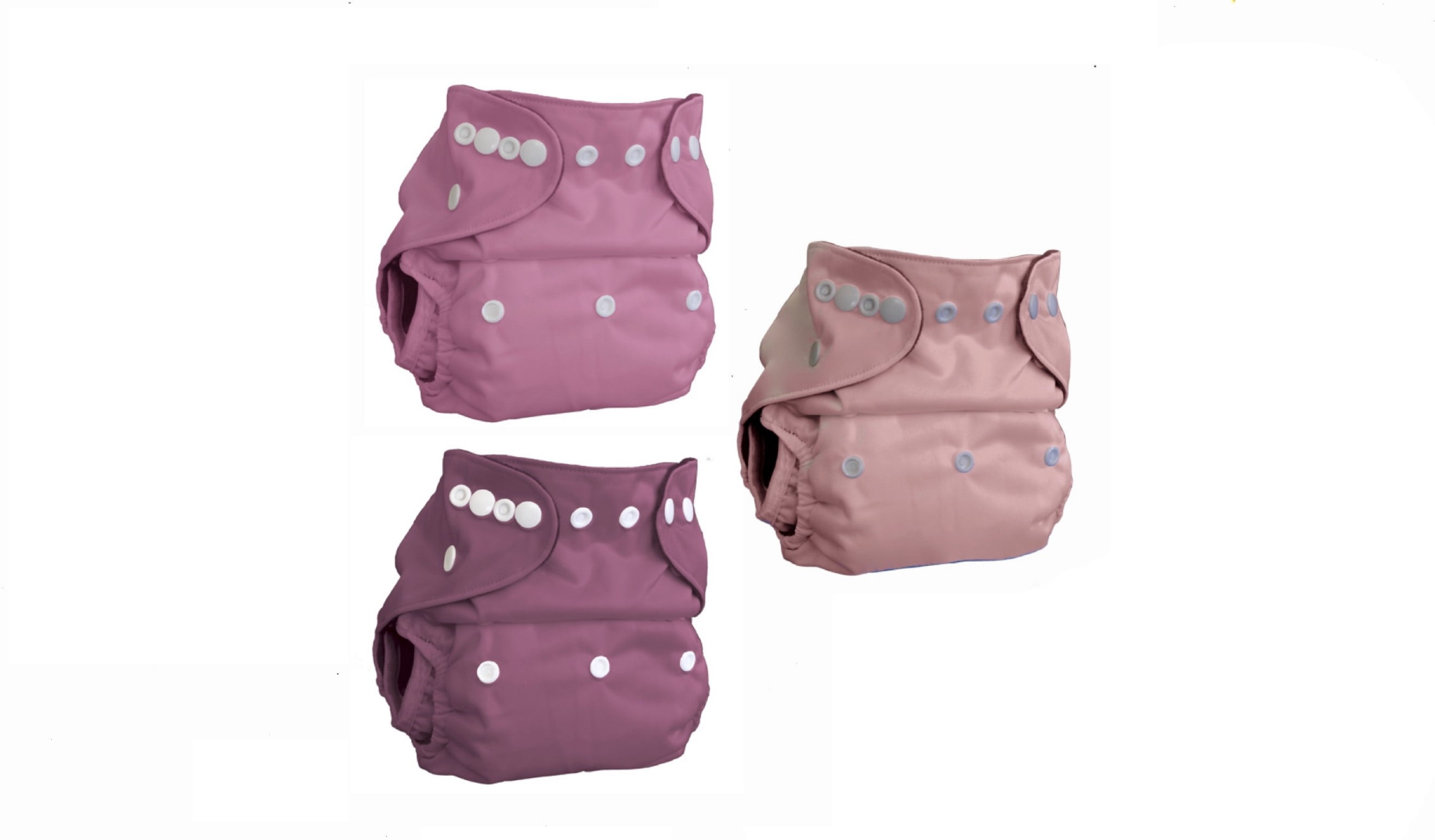 Kashmir Baby Charcoal Bamboo One Size Pocket Cloth Diapers 2 Pack. Snap Closure. “Pretty in Pink”