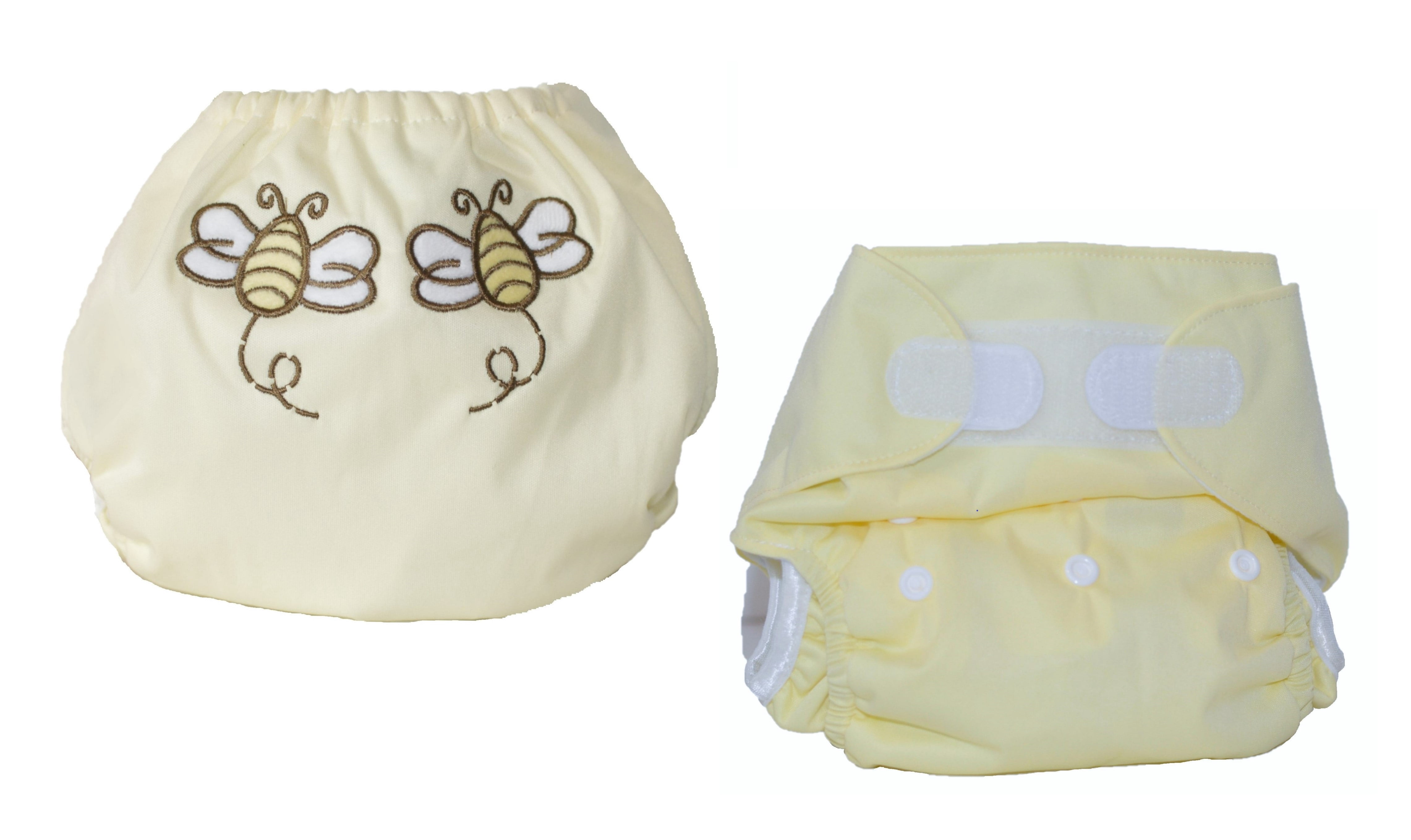 Kashmir Baby One Size Pocket Cloth Diapers 2 Pack. (Little Bee (Velcro))