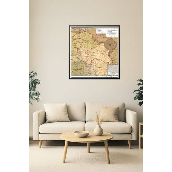 Kashmir Region Map Poster – Political Boundaries & Disputed Territories 【Coated Paper】