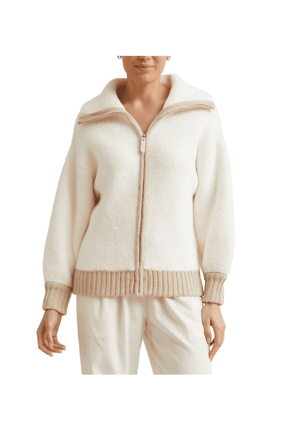 Women's Cozy Full-Zip Jacket Cream XXL