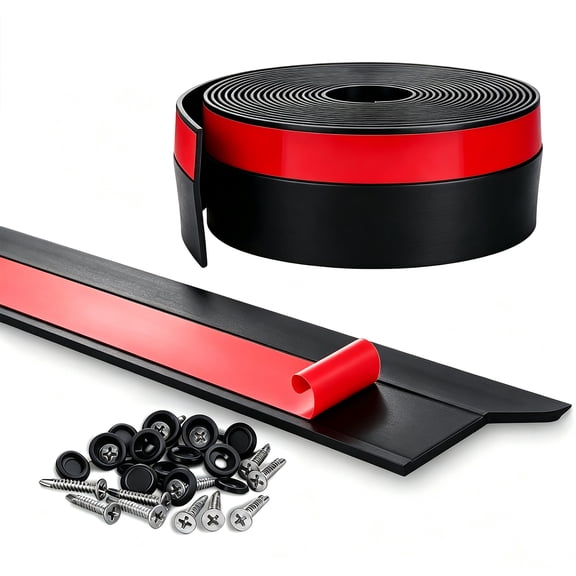 Kaskawise 20 ft Garage Door Seal for Top and Sides, Heavy Duty TPE, Insulates and Prevents Drafts, Weatherproof, Black