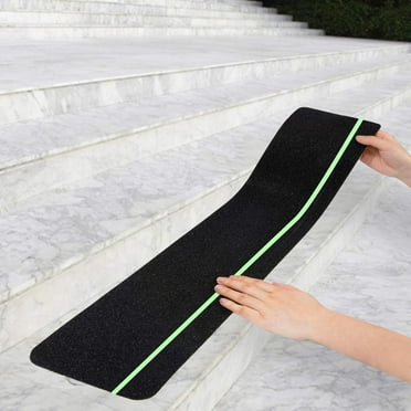 Kaskawise Anti Slip Traction Treads with Glow in Dark Stripe (10-Pack), 6" X 24", Best Grip Tape Grit Non Slip, Outdoor Non Skid Tape, High Traction Friction Abrasive Adhesive for Stairs Step