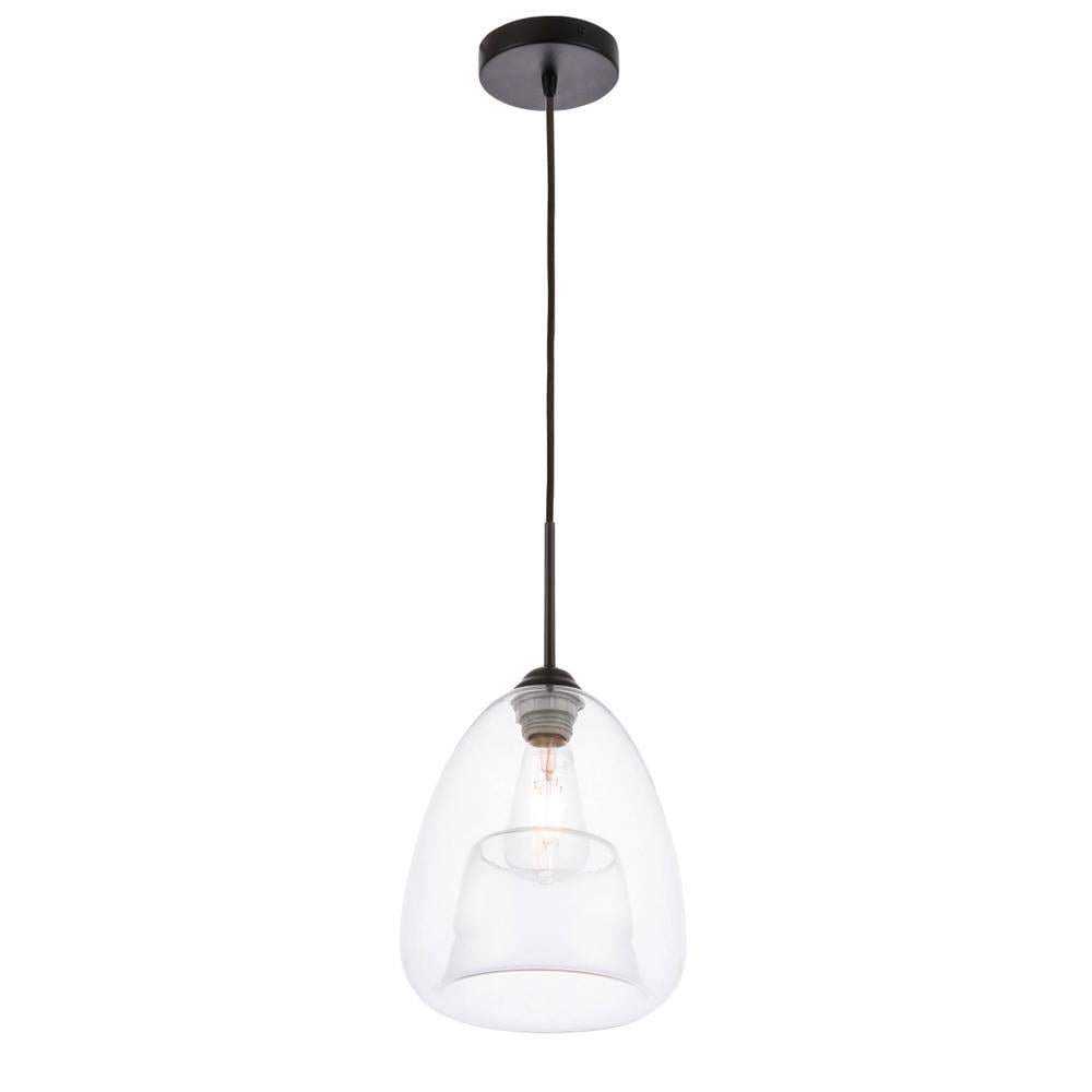 Kason Contemporary Black Finish Clear Glass Pendant Light