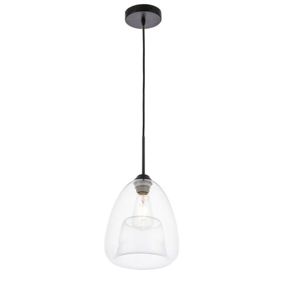 Kason 1 light Black and Clear glass pendant