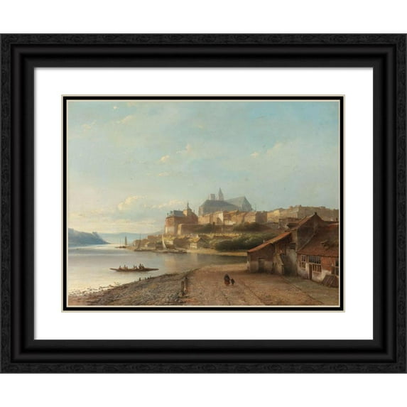 Kasparus Karsen 24x19 Black Ornate Framed Double Matted Museum Art Print Titled: Rhine Fantasy (1840 - 1870)