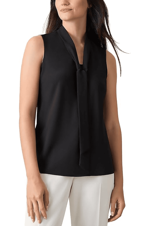 BLACK Women's Sleeveless Tie-Neck Top, US Medium