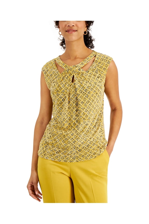 Petite Crisscross Cutout Top Golden Pearblack Combo PS