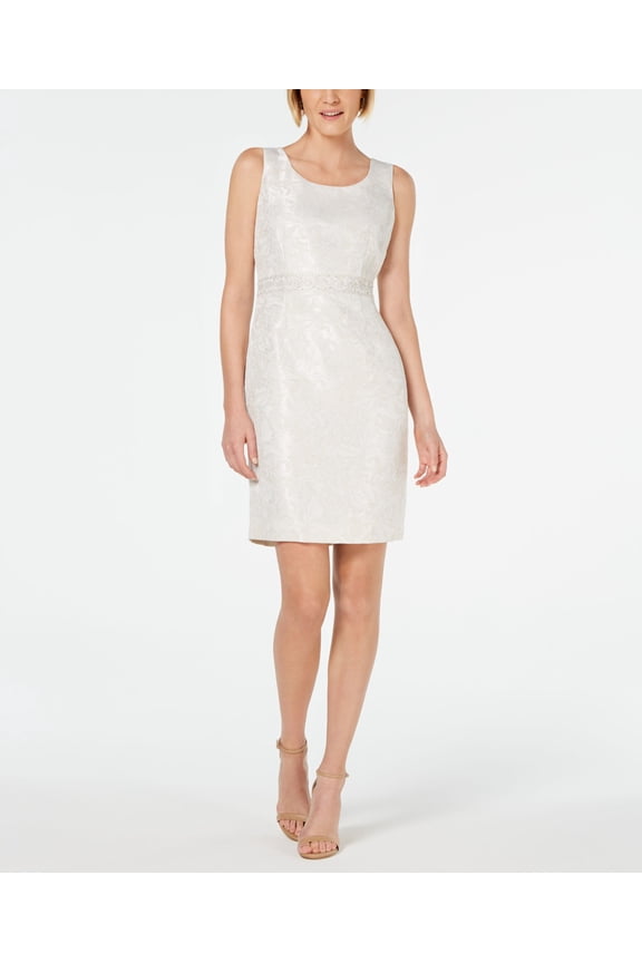 Petite Jacquard Sheath Dress Sand Castle 16P