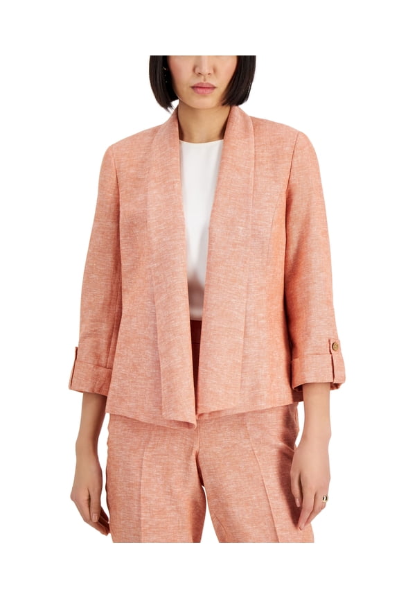 Petite Linen Shawl Collar Blazer Papayawhite 12P