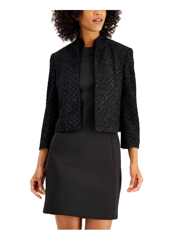 Petite Textured Open Front Jacket Jac Black 2P