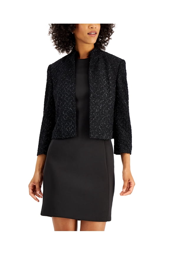 Petite Textured Open Front Jacket Jac Black 2P