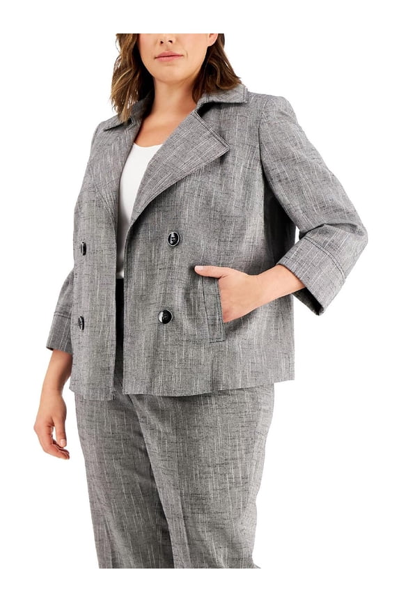 Women's Cross Dye Faux Double Breasted Jacket Black Size 2X