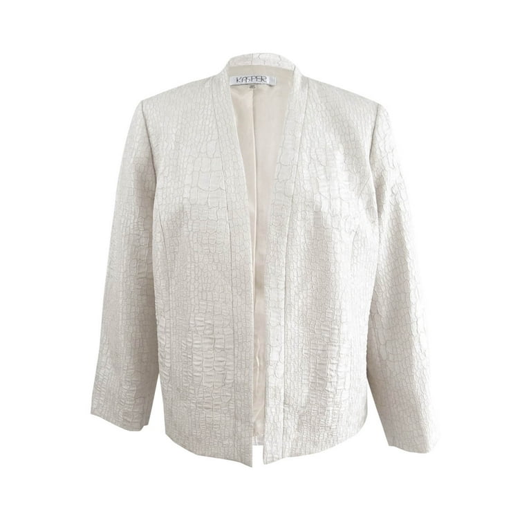 Kasper Women s Jacquard Flyaway Jacket 12 Champagne Multi