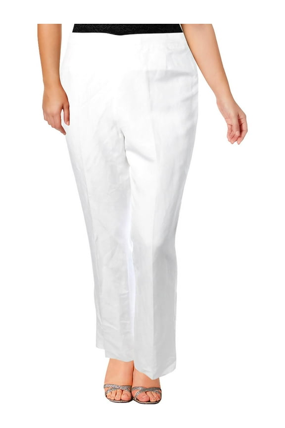 Women's Linen Blend Classic Side Zip Pants (4, Lily White)