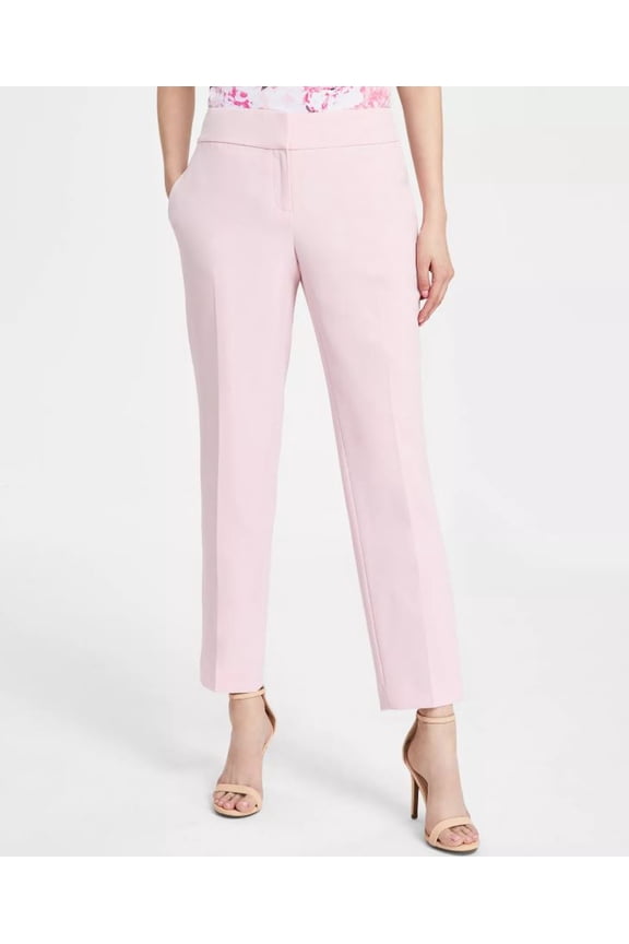 Women's Pink Stretch-Crepe Straight-Leg Pants,10P