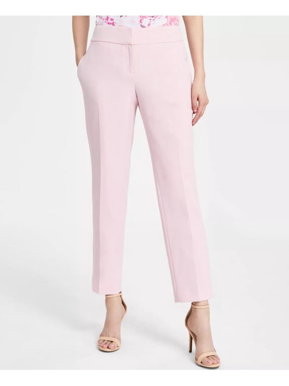 Women's Pink Stretch-Crepe Straight-Leg Pants,16P