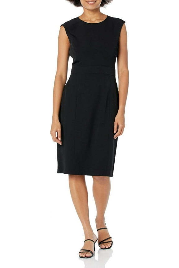Women's Sheath Dress W/Waist Band Seam Detail