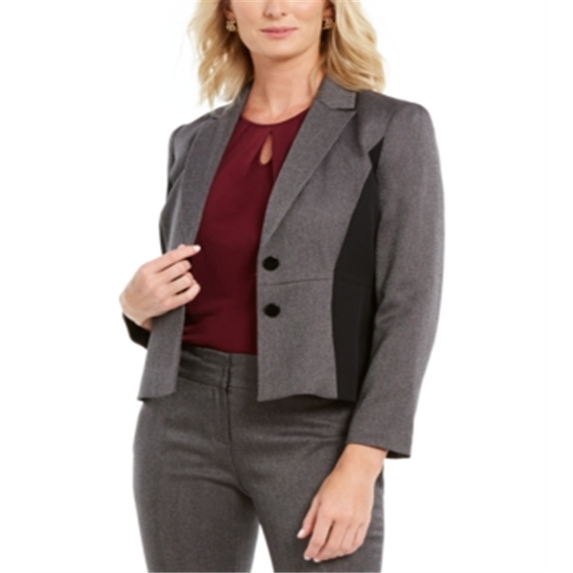 Kasper Women's Two-Button Paneled Blazer (4, Zinc/Black)