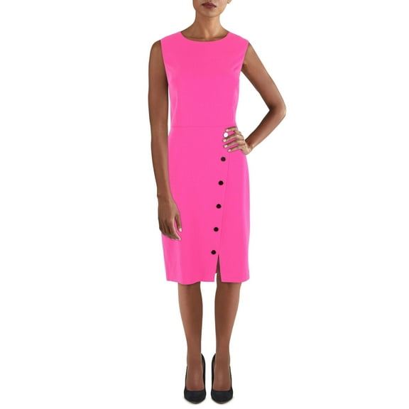 Kasper Womens Button Front Sheath Wear to Work Dress