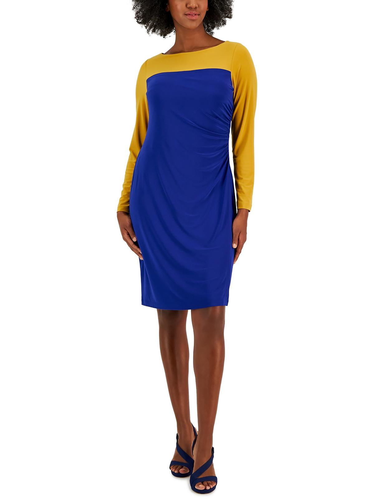 blue dress for baby girl Crew Neck Tie Waist Flare Dress, Everyday Knit in Royal Signature main image 1