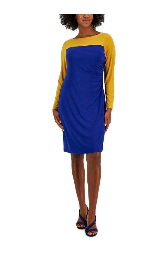 Womens Colorblock Midi Shift Dress