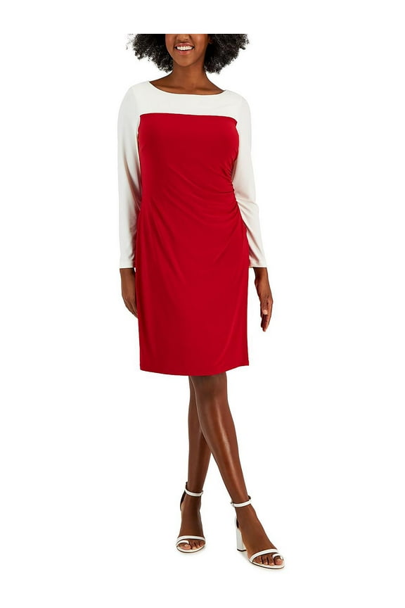 Womens Colorblock Midi Shift Dress