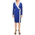thumbnail image 1 of Kasper Womens Colorblock Midi Wrap Dress, 1 of 3