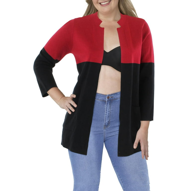Kasper Womens Colorblock Open Front Cardigan Sweater Walmart