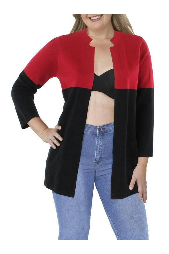 Womens Colorblock Open Front Cardigan Sweater