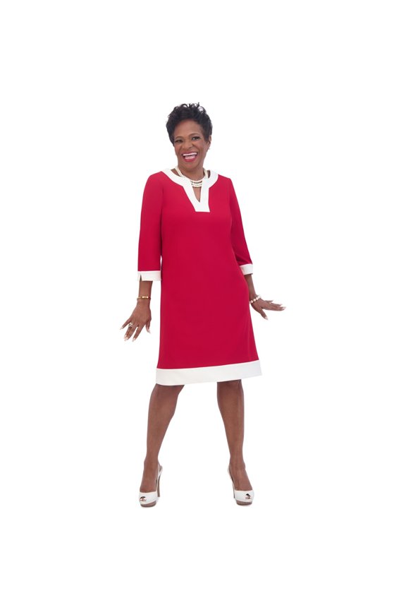 Womens Contrast-Trim Sheath Dress, Multicoloured, X-Large