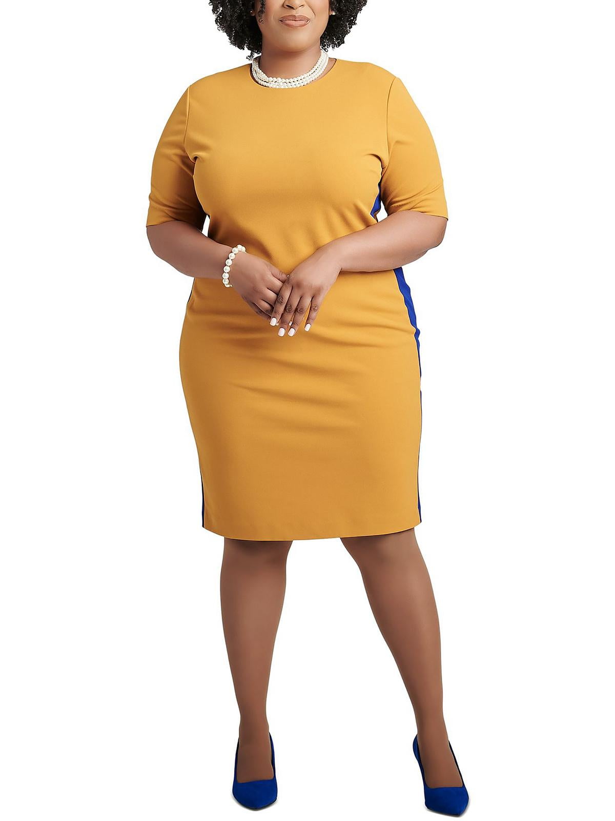 Kasper Womens Crepe Colorblock Sheath Dress - Walmart.com