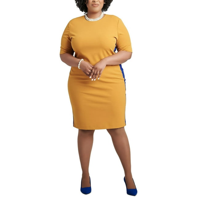 Kasper Womens Crepe Colorblock Sheath Dress - Walmart.com