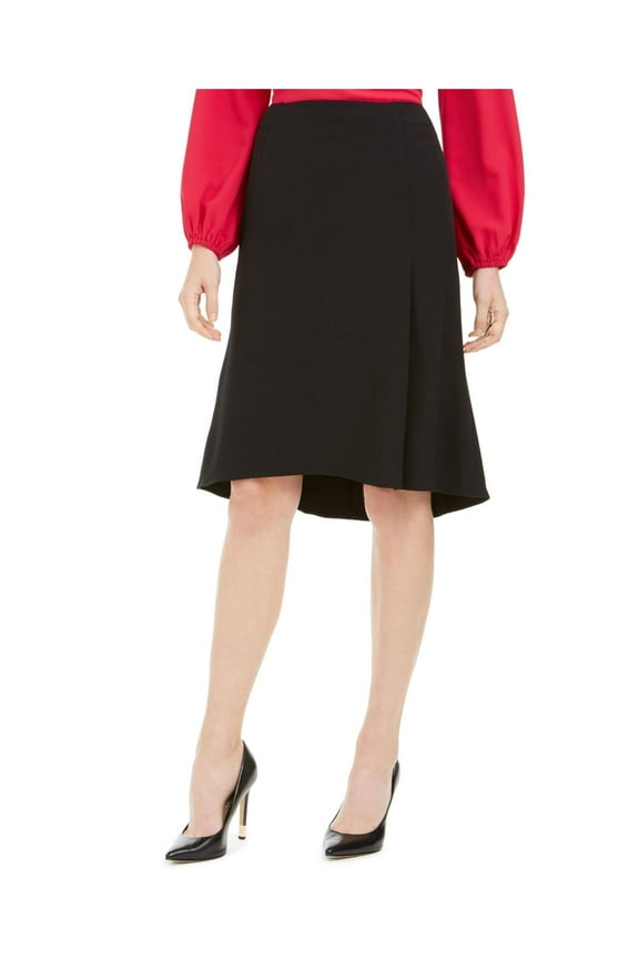 Womens Crepe Knee-Length Flare Skirt Black 16