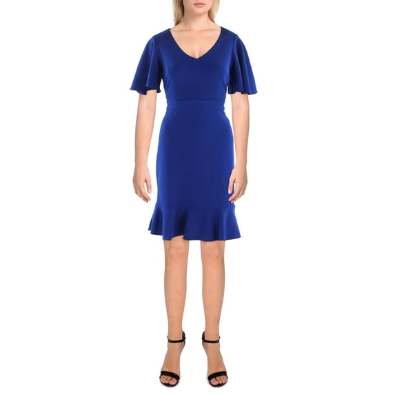 Kasper Womens Knit Flutter Sleeves Sheath Dress