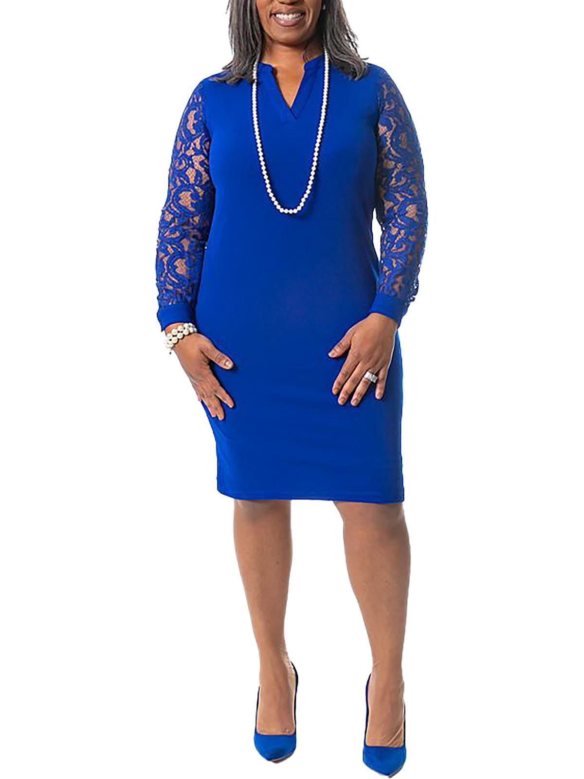 Kasper Women's Lace Knee Sheath Dress Blue Size X-Large - Walmart.com