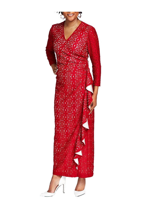 Womens Lace Ruffled Maxi Dress