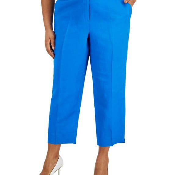 Kasper Womens Linen Blend Dress Pants, Blue, Plus Size, 22W