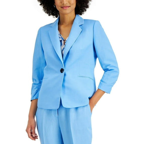 Kasper Womens Linen Blend Suit Seperate One-Button Blazer
