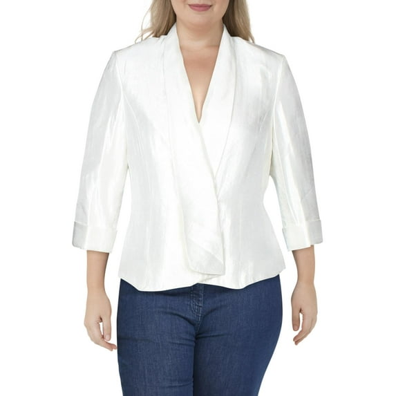 Kasper Shawl-Collar Open-Front Blazer - Ivory