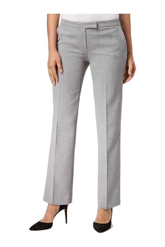 Womens Gray Zippered Pocketed Darted Mid Rise Trouser Heather Wear To Work Pants 12