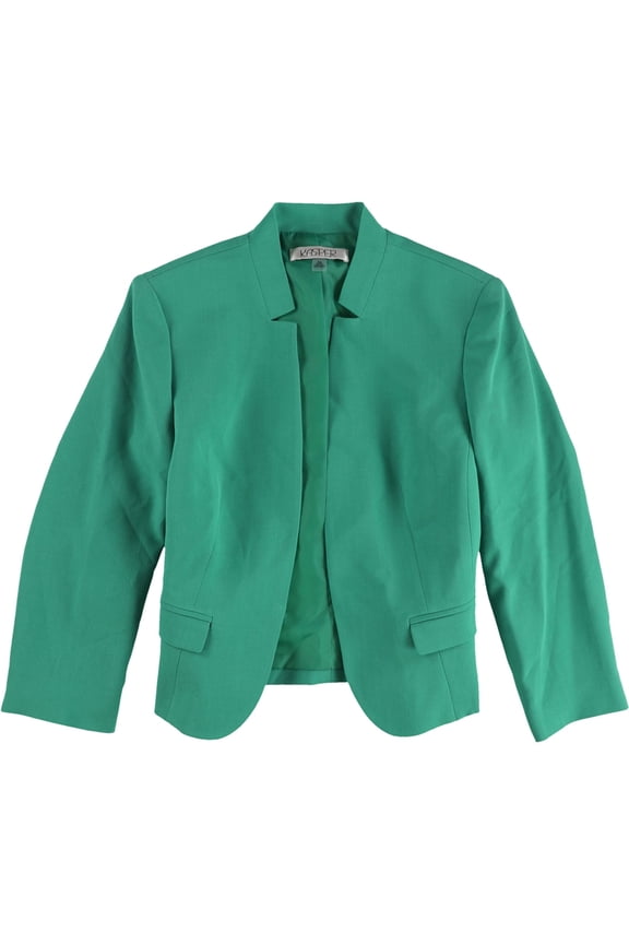 Womens Notched Collar Blazer Jacket, Green, Petite, PM