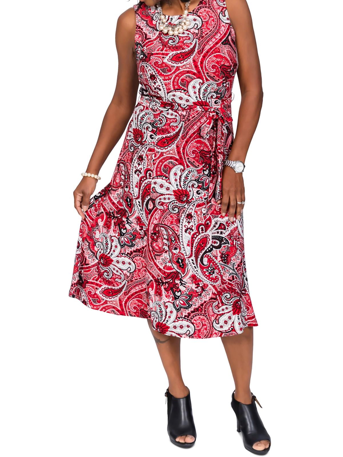 Kasper Womens Paisley Jersey Fit & Flare Dress - Walmart.com
