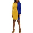thumbnail image 1 of Women's Quinn Colorblocked Split-Sleeve Dress Kasper Gold/Royal Blue 2XL, 1 of 2
