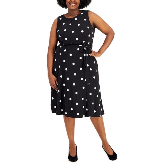 Kasper Womens Plus Belted Long Maxi Dress