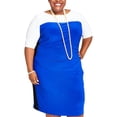 thumbnail image 1 of Kasper Womens Plus Colorblock Office Wear To Work Dress, 1 of 1
