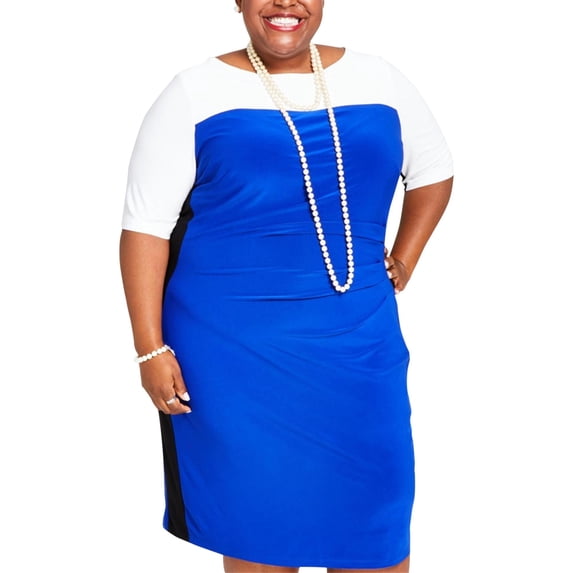 Kasper Womens Plus Colorblock Office Wear To Work Dress